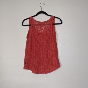 Orange Full Back Lace Top